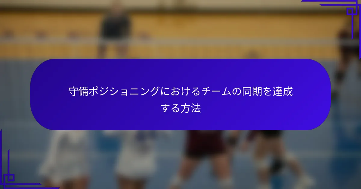 守備ポジショニングにおけるチームの同期を達成する方法