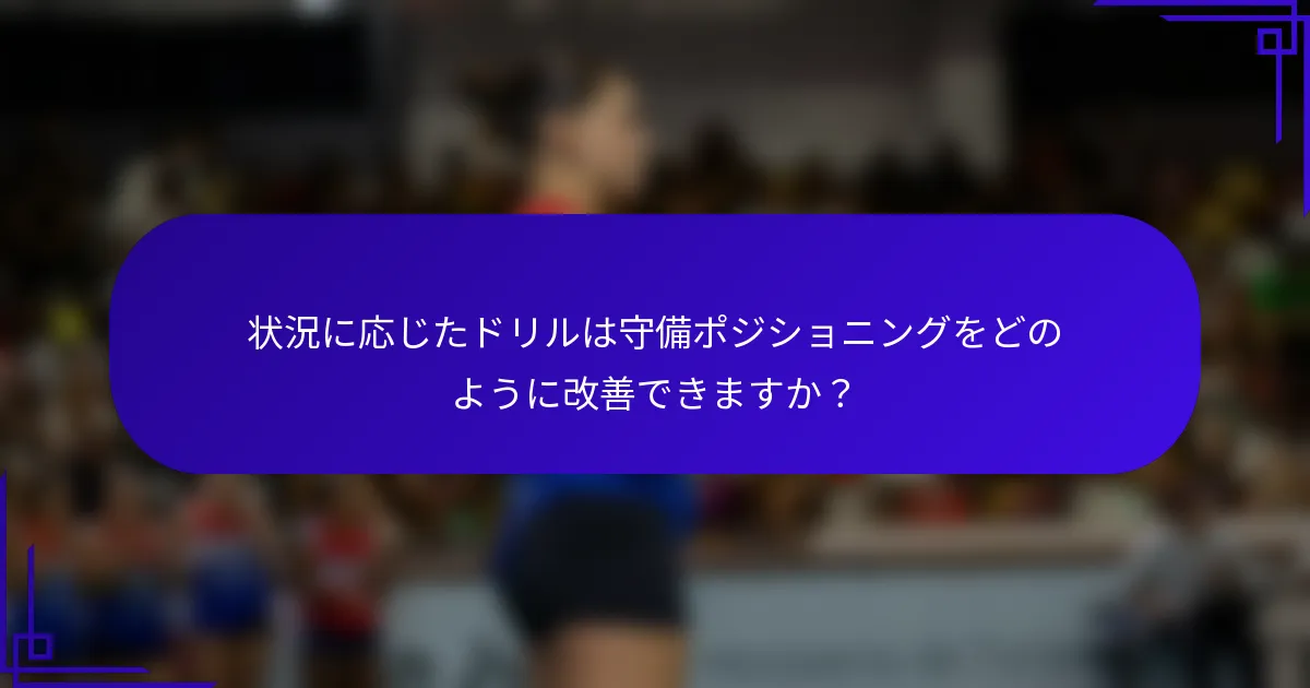 状況に応じたドリルは守備ポジショニングをどのように改善できますか?